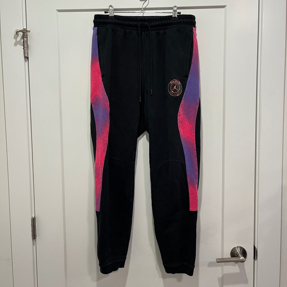 Jordan PSG Paris Saint-Germain Fleece Sweatpants Black Pink Purple Mens Large